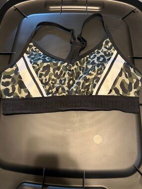 Victoria's Secret Pink-Black and Green Leopard Racerback Sports Bra